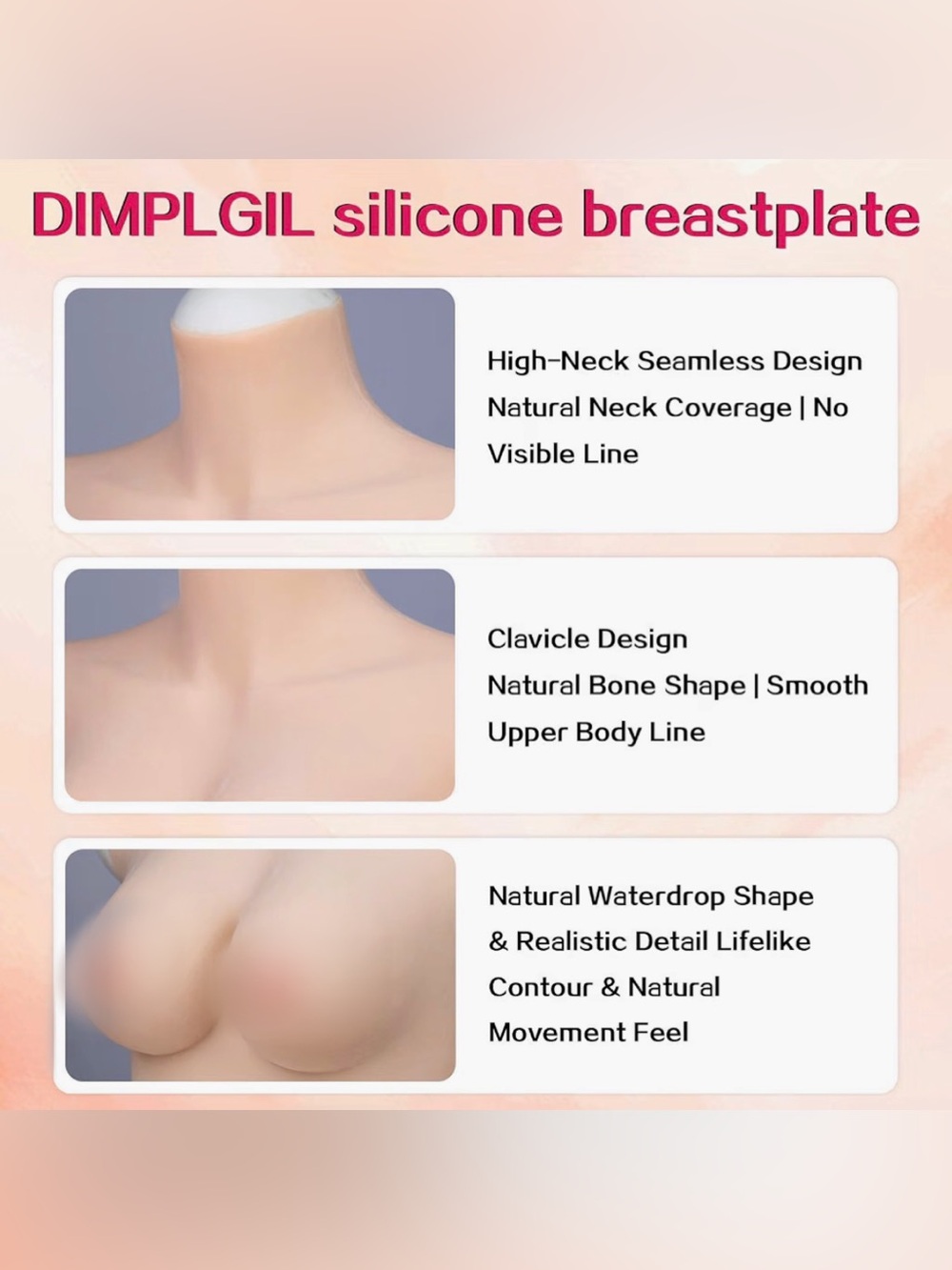Silicone Breastplate for Women - Natural Skin Tone